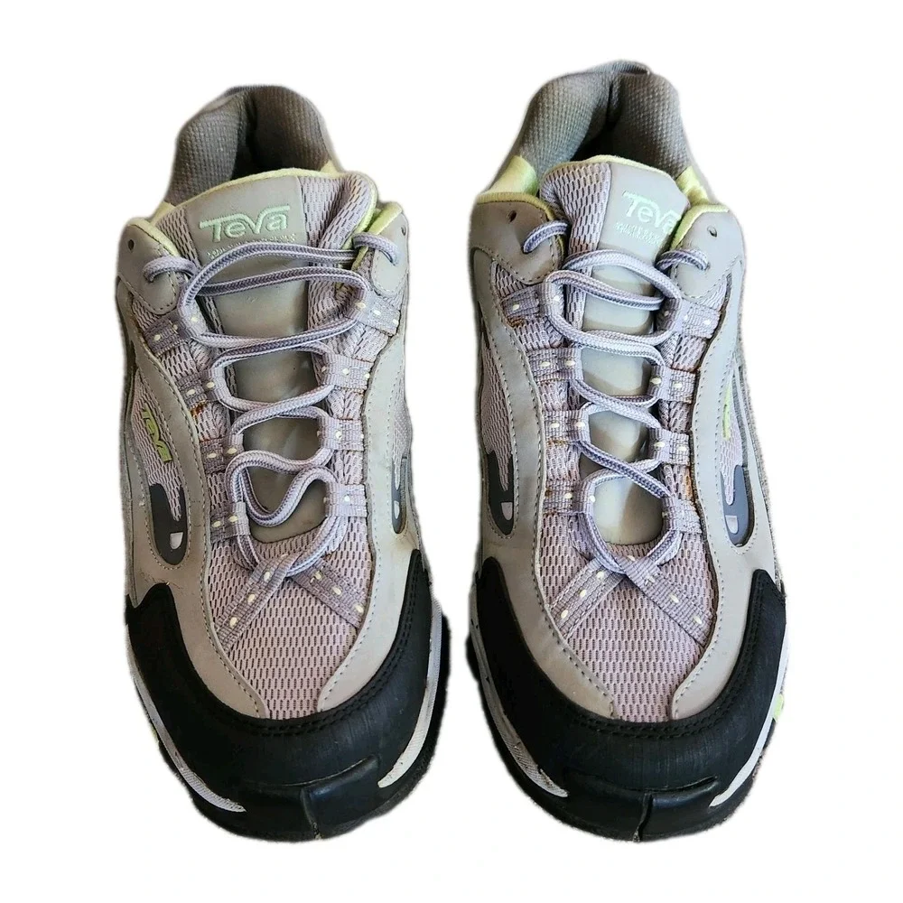 Teva Hiking Shoes Gray w/ Green Accents Low Top‎ Lace Up Women's 9.5
